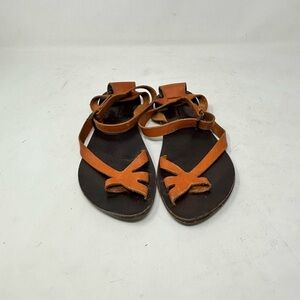 SELARIA RICHARDS Women’s Brown Leather Toe Wrap Ankle Strap Sandals Brazil Sz 35